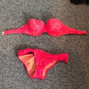 Victoria Secret Pink Bandeau Bikini Top and Bottom